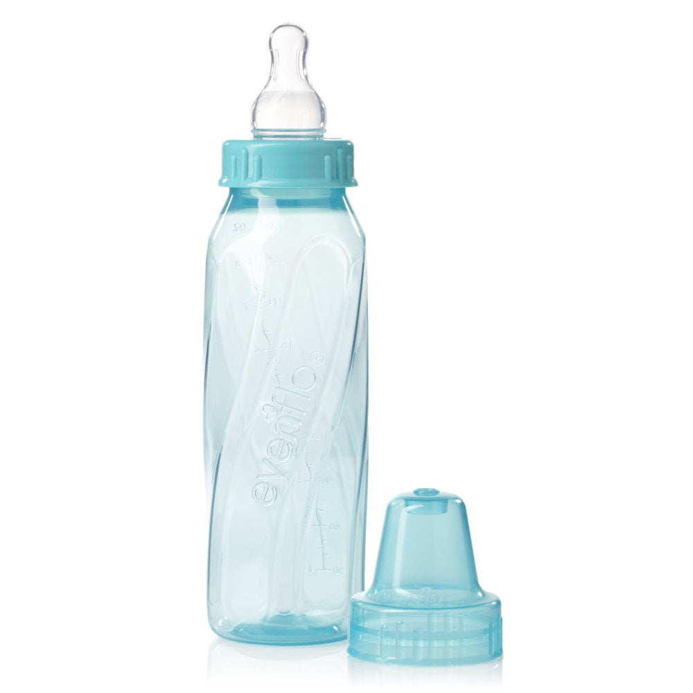Evenflo 8 Ounce baby bottle group shot showing multi-colored pack assortment
