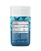 Side view of Olly softgels container with dosage instructions