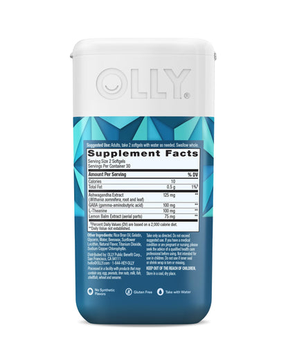 OLLY fast acting premium softgels with strawberry scent for everyday peace of mind