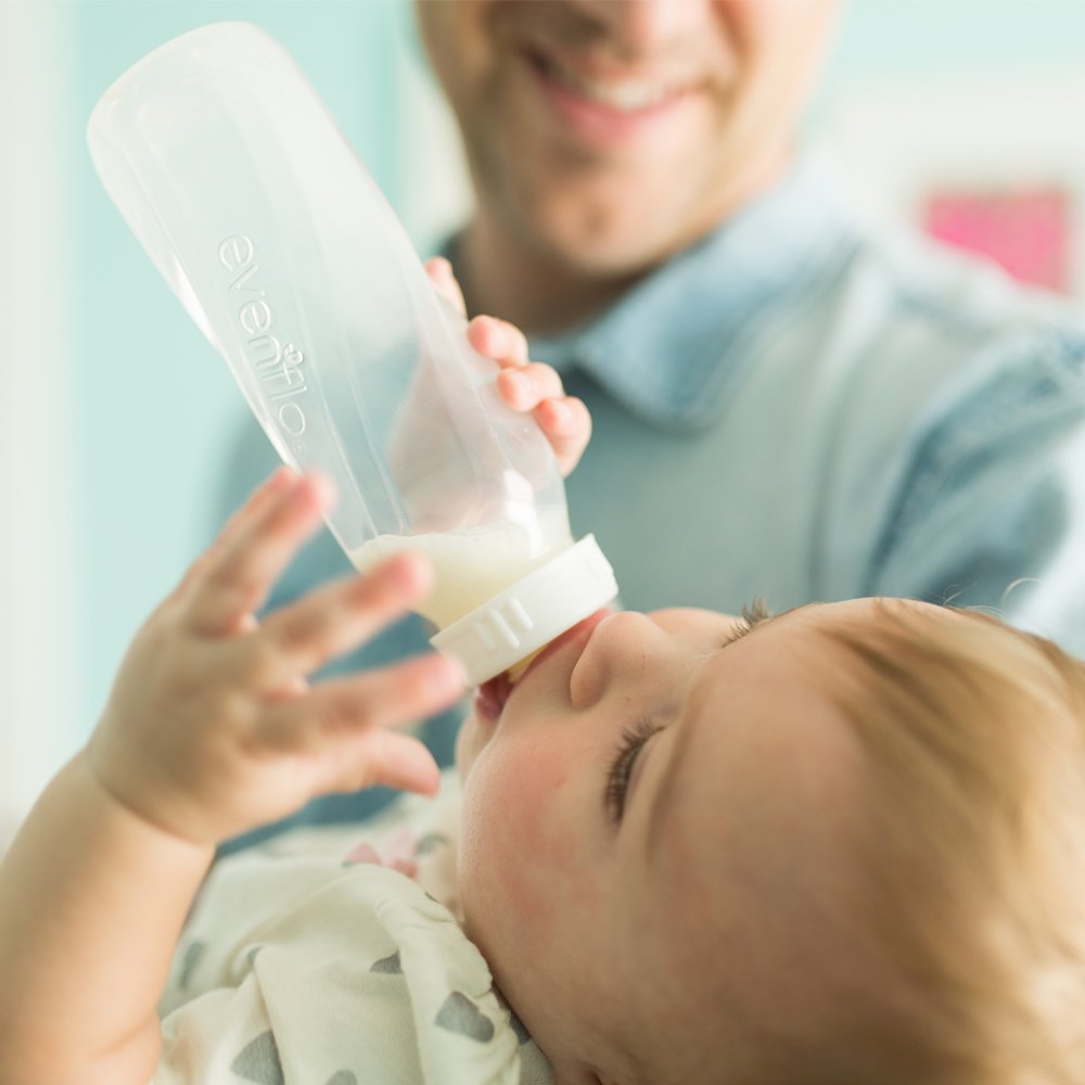 Evenflo baby bottle translucent cap and hood detail view