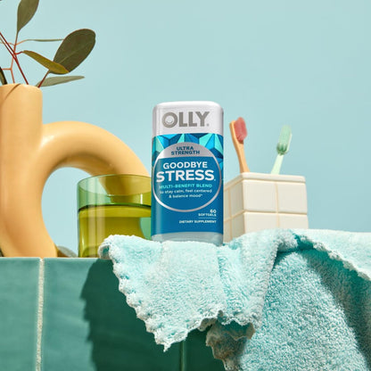 Rudra Retails imported OLLY Goodbye Stress 30 day supply container display