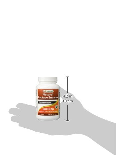 Top view and seal breakdown of the Best Naturals lactase enzyme 180 tablets secure cap container.