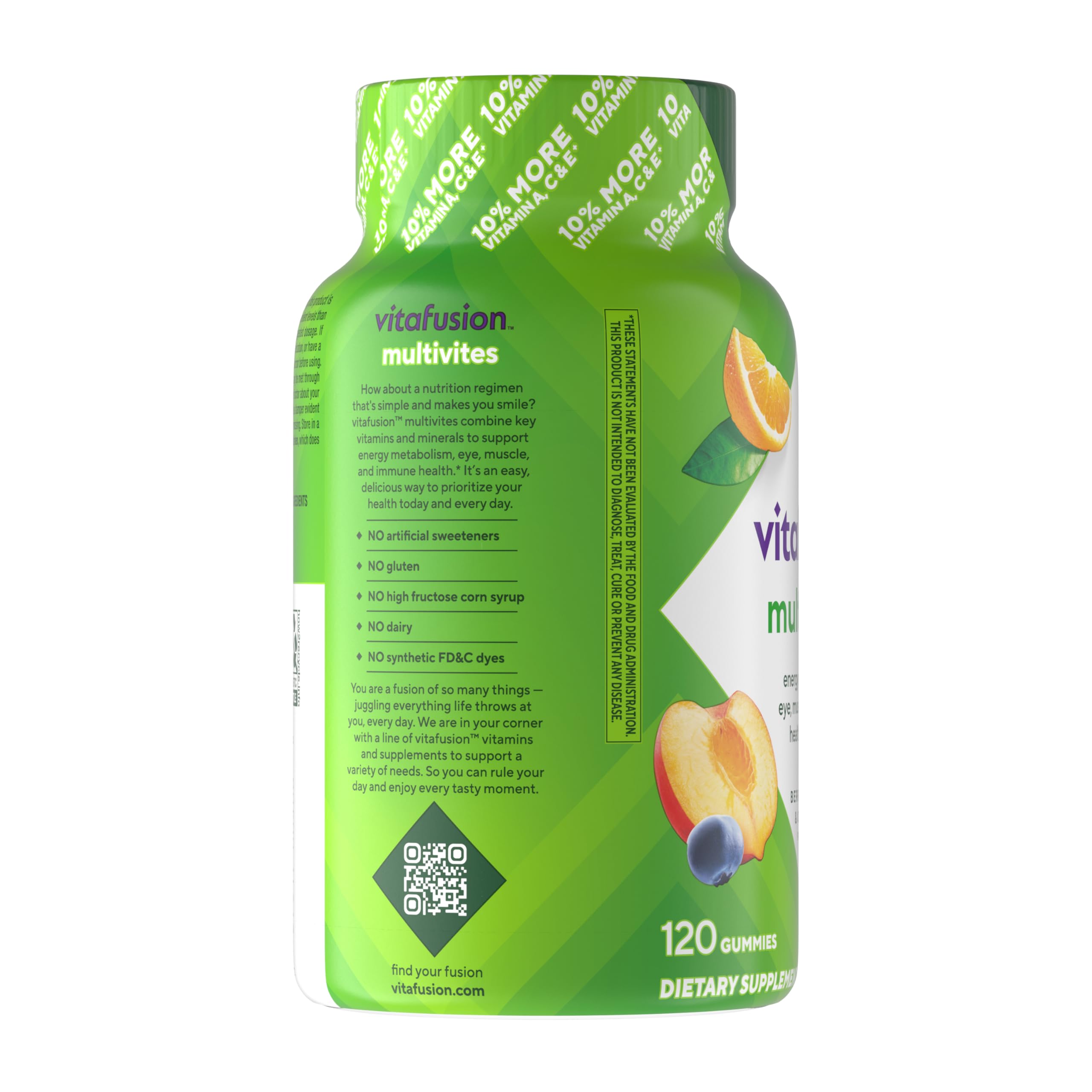 Vitafusion USA sourced adult fruit flavored chewable vitamins side view
