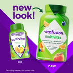 Person holding Vitafusion adult multivitamin gummy bottle