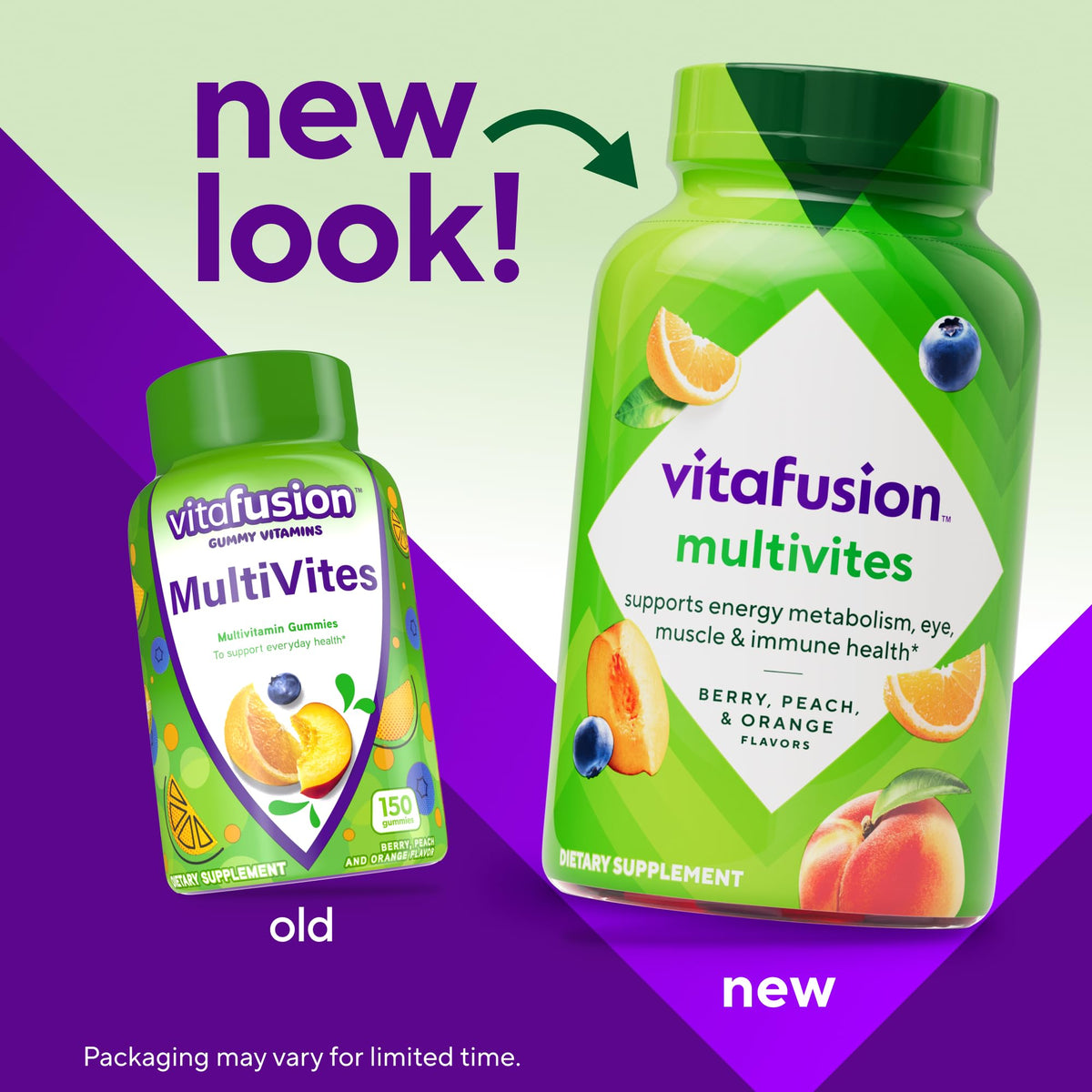 Person holding Vitafusion adult multivitamin gummy bottle