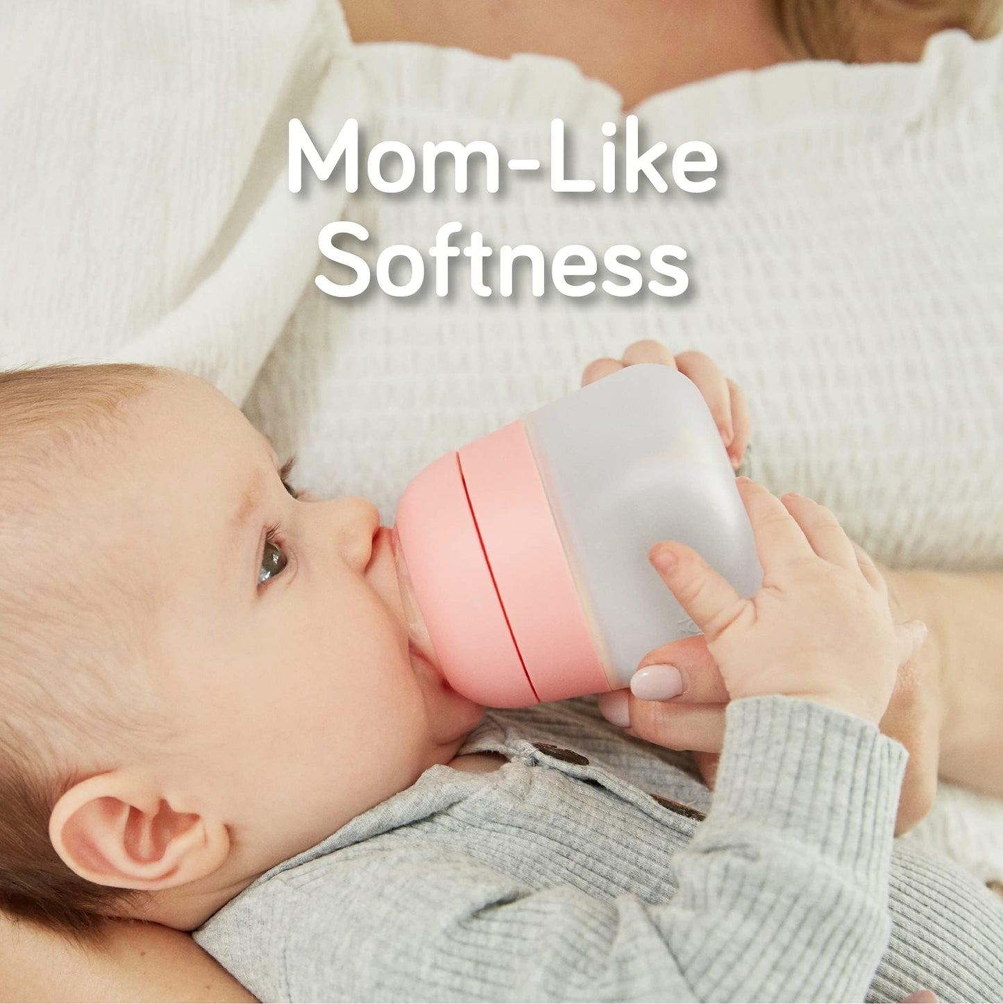 Side profile of Yohkoh 8.8 fluid ounce glass anti-colic bottle