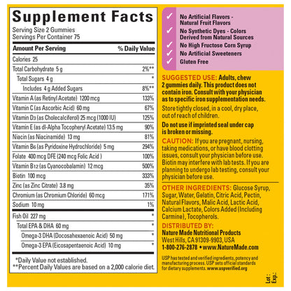 USP verified seal on Nature Made womens multivitamin dietary supplement bottle