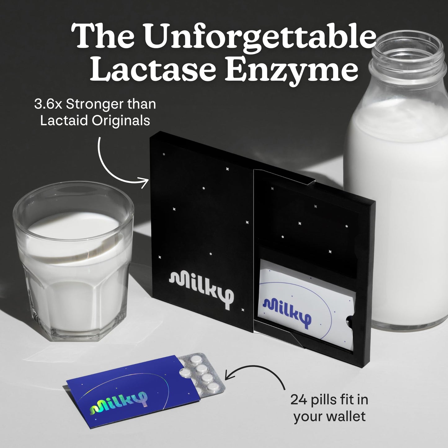 Milky brand authentic USA imported digestive care pills for lactose sensitive individuals