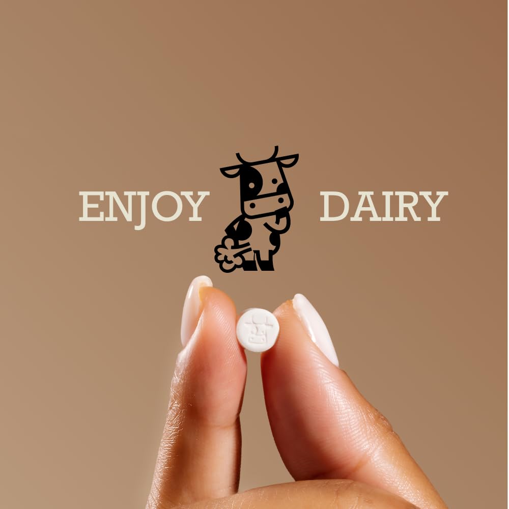 Single easy to swallow tablet demonstrating fast dairy digestion relief
