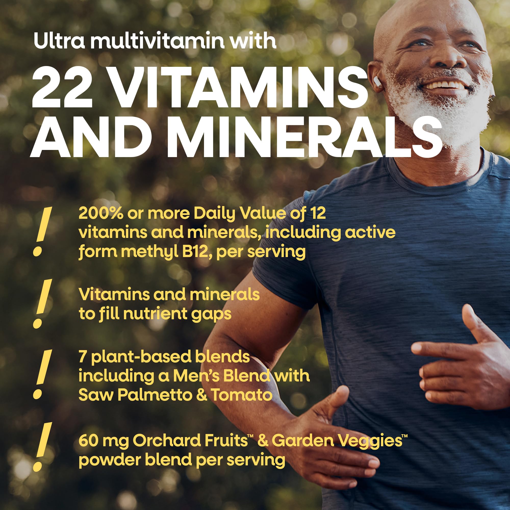 Nature's Way Alive Men's 50 Plus Daily Ultra Multivitamin high potency tablets close up display.