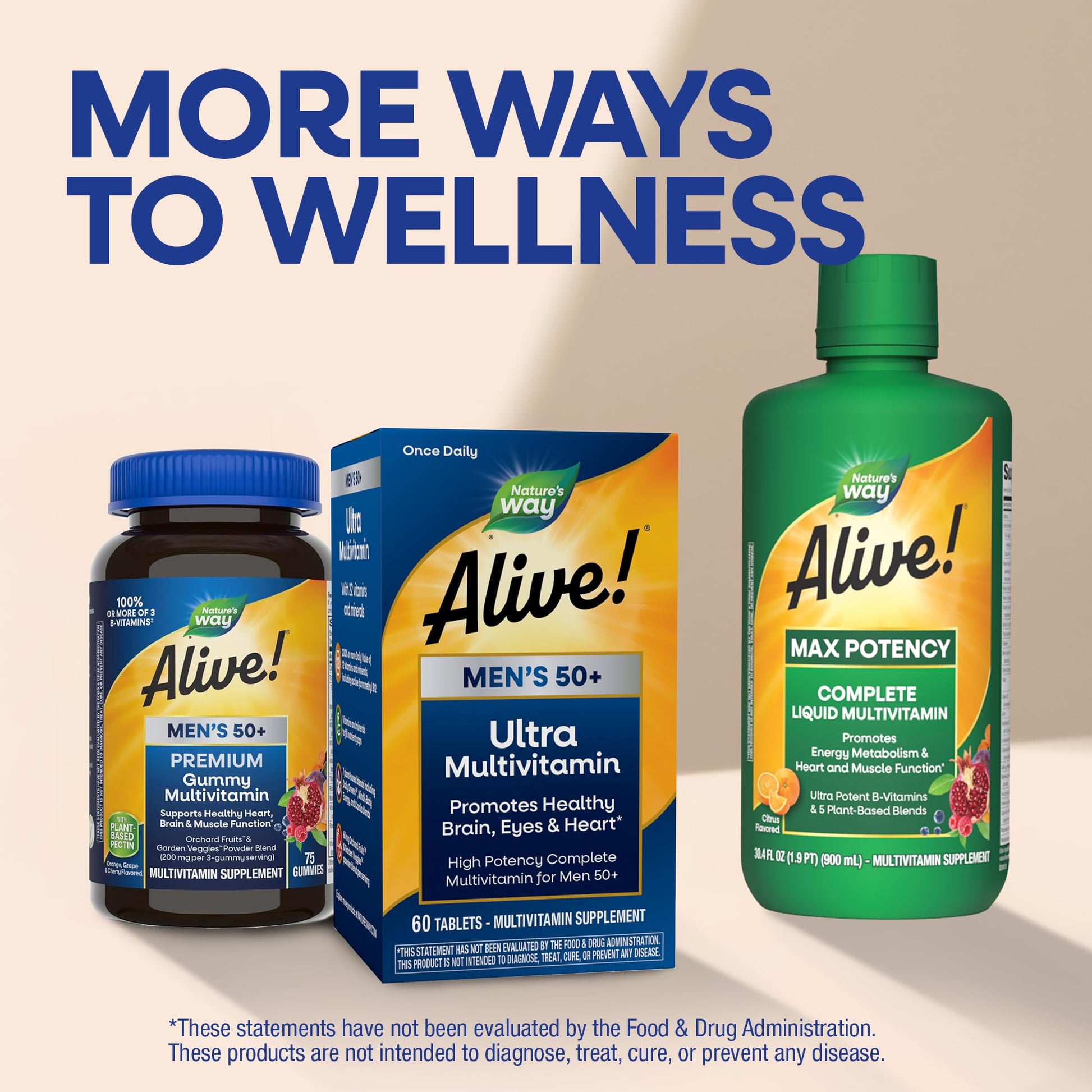 Nature's Way Alive Men's 50 Plus Daily Ultra Multivitamin authentic imported packaging securely sealed.