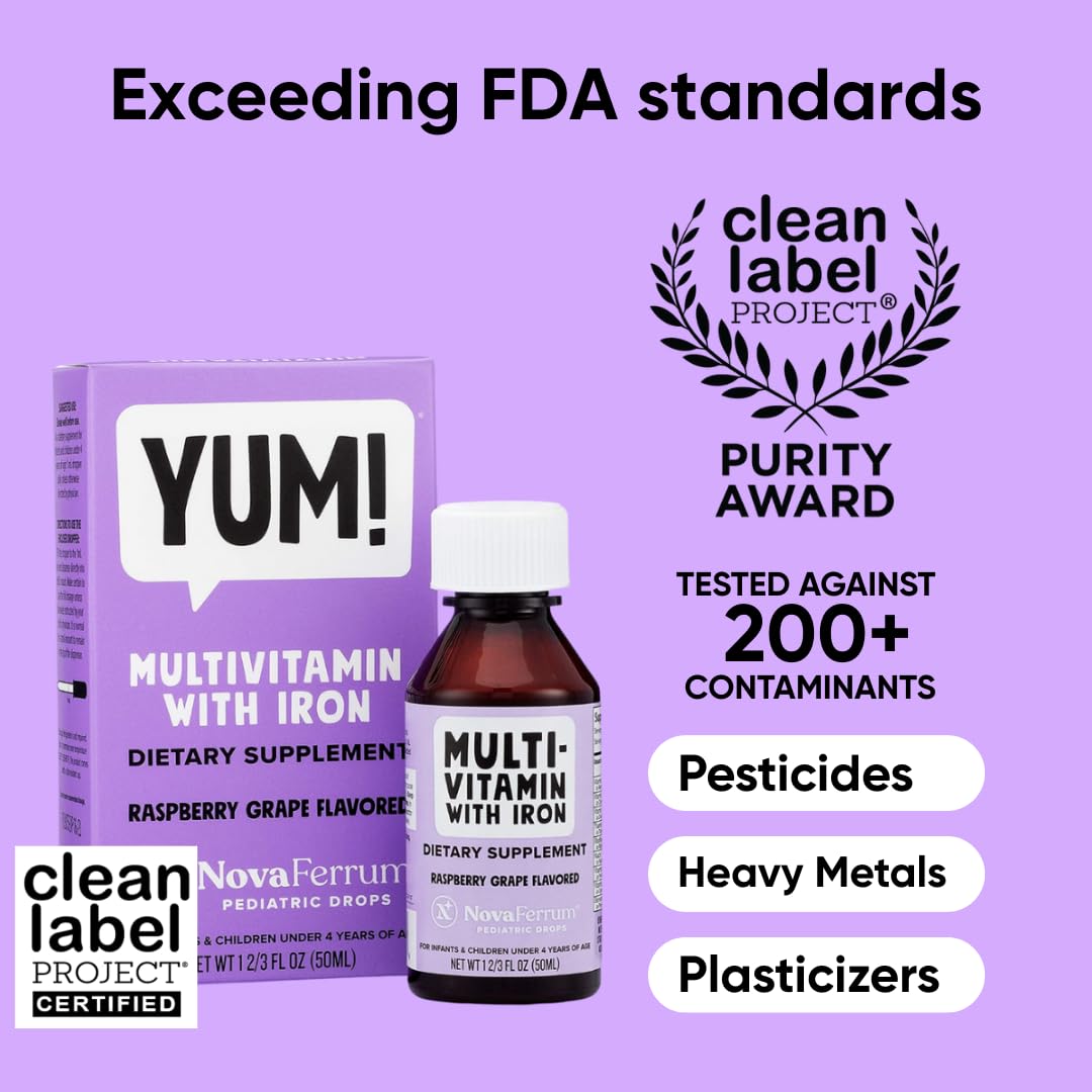 NovaFerrum pediatric liquid multivitamin bottle with 1 mL dropper accessory