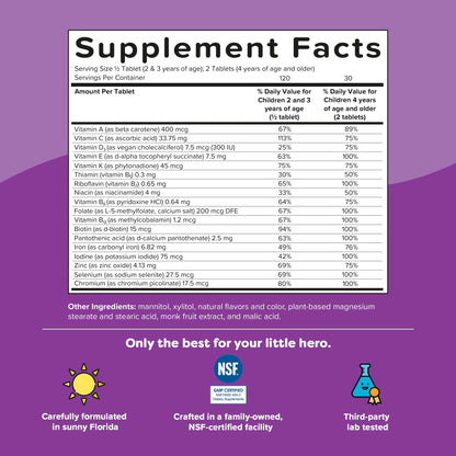 Renzo's kids multivitamin showing premium imported product seal for parental peace of mind
