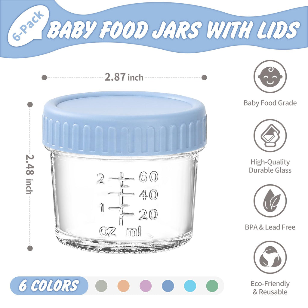 Drkio baby food jars with colorful lids for meal prep