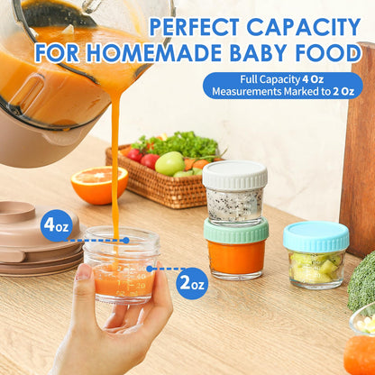 Leak proof 4 ounce glass containers for baby food