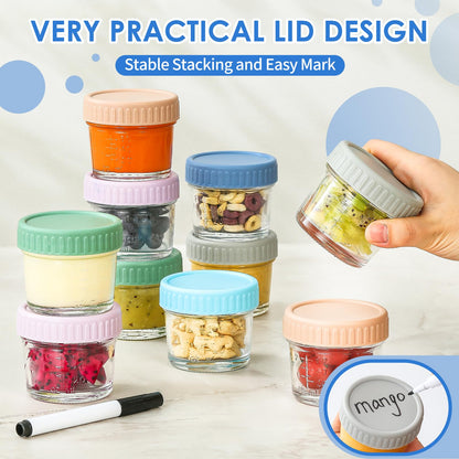 Set of 6 reusable glass jars for baby puree