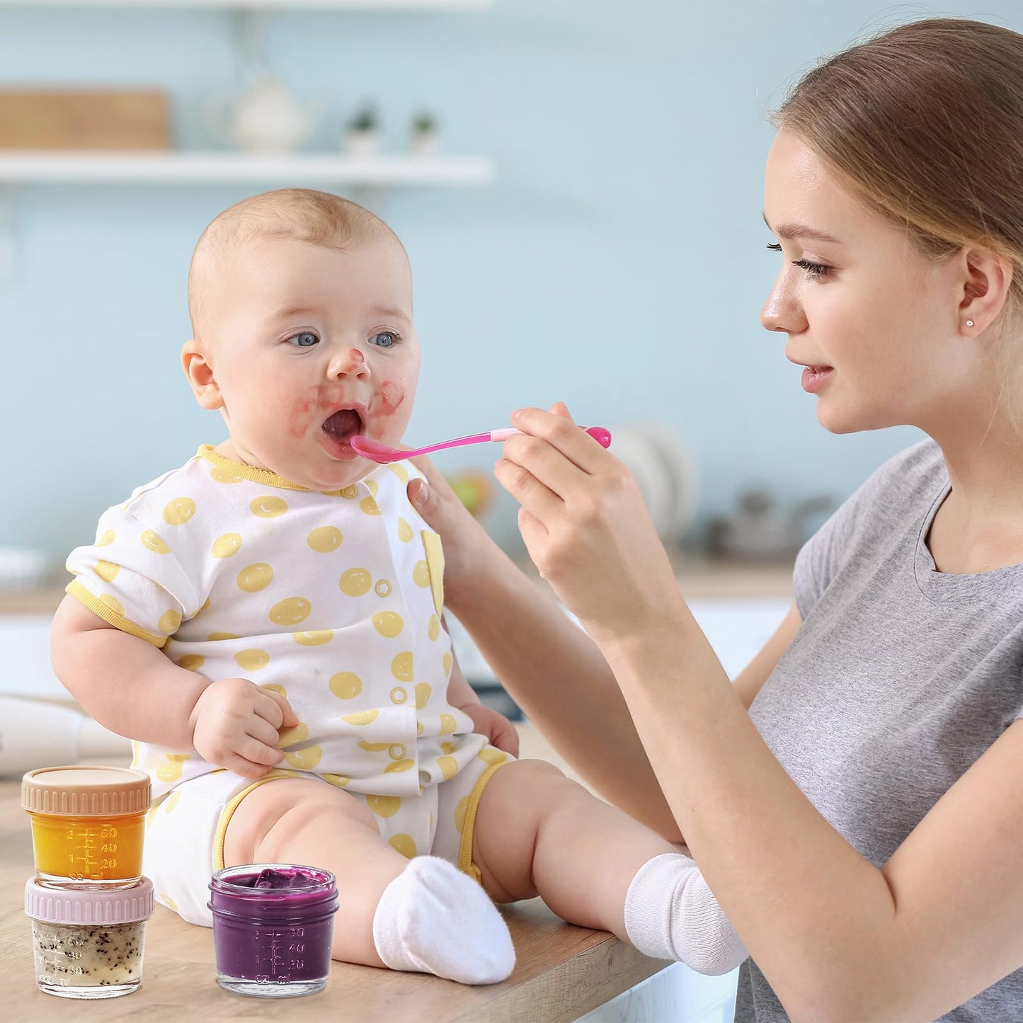 Small glass baby food jars for freezer and dishwasher