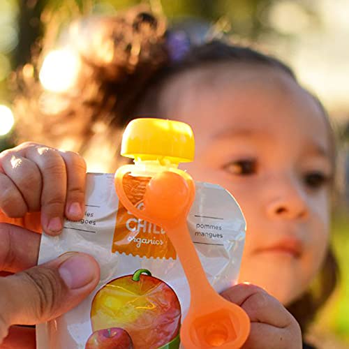 ChooMee SoftSip pouch top attached to baby food pouch