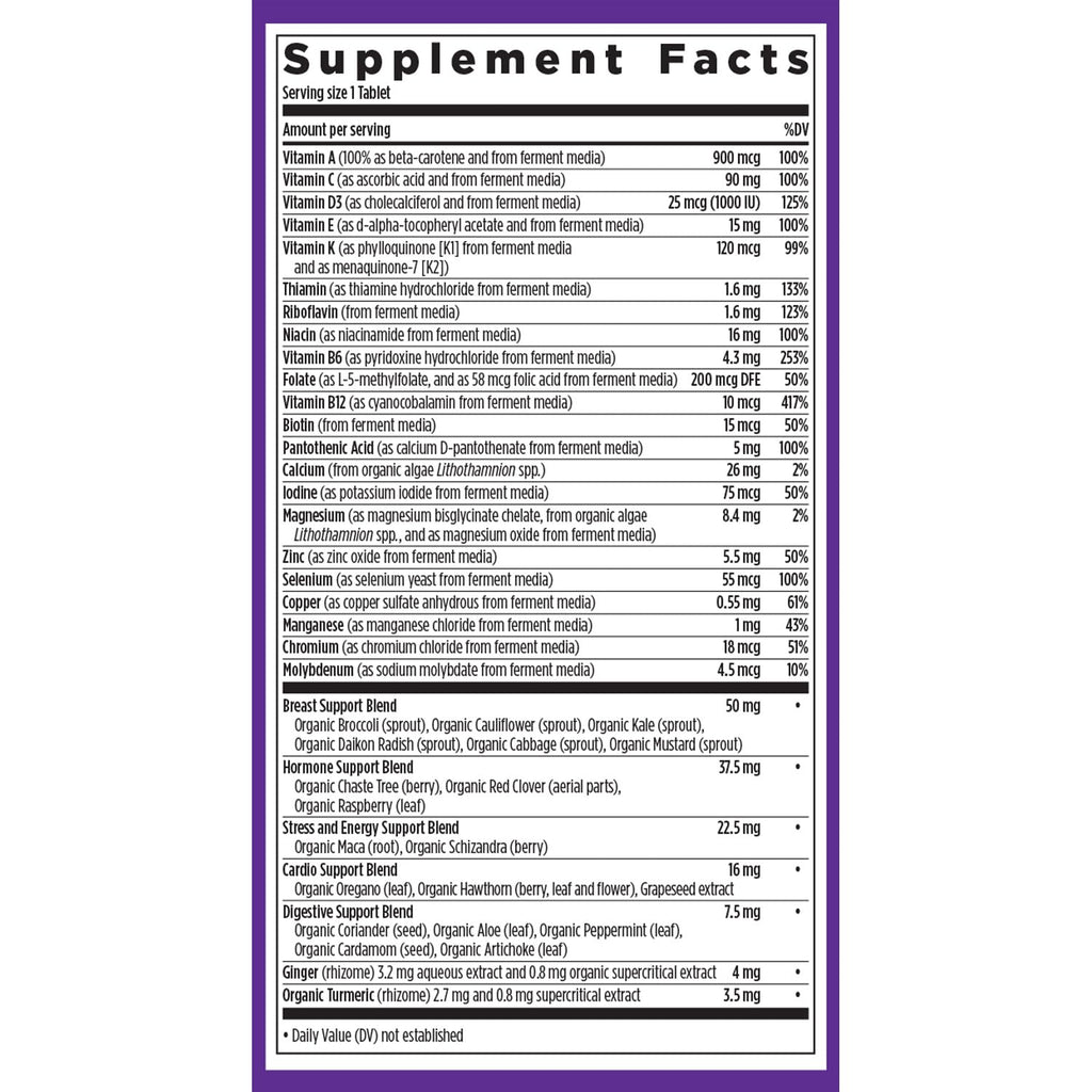 New Chapter fermented multivitamin bottle next to whole food ingredients