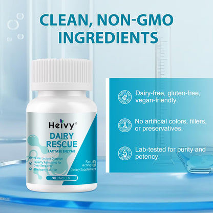 Heivy fast acting dairy digestion support supplement supplement facts label