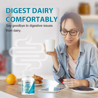 Heivy 9000 FCC lactase enzyme digestive relief bottle side panel