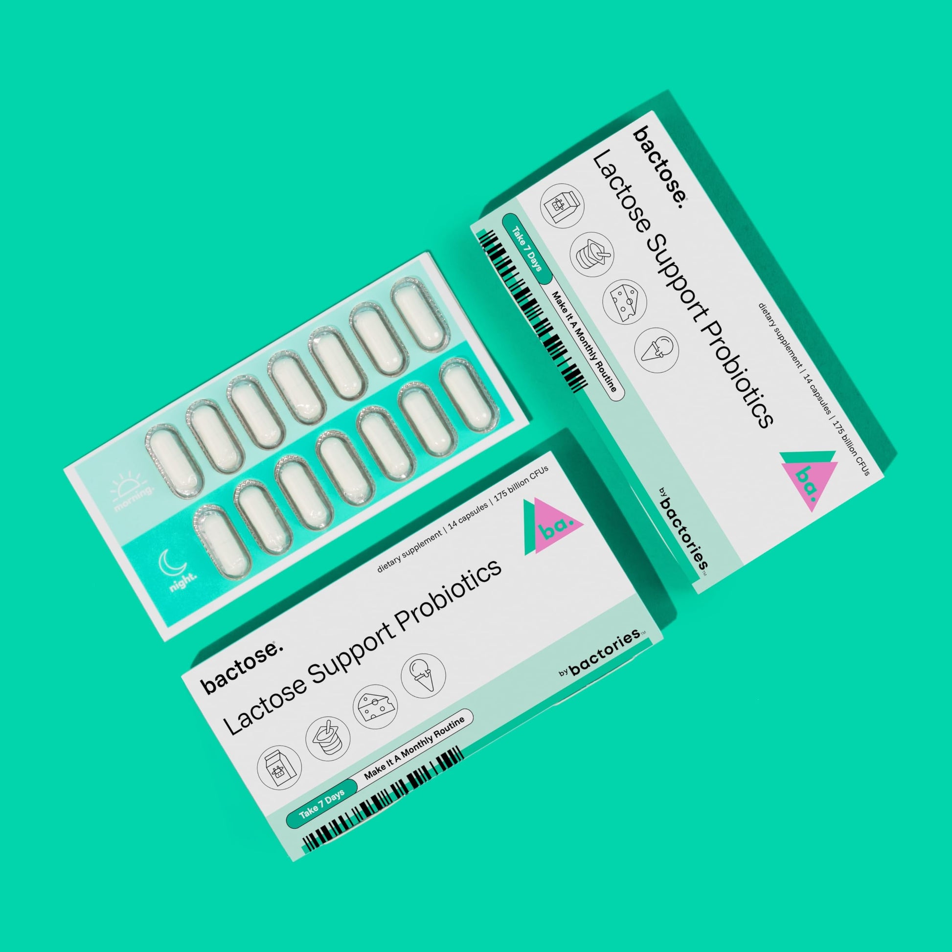 BACTOSE USA imported digestive health supplement box side view with instructions
