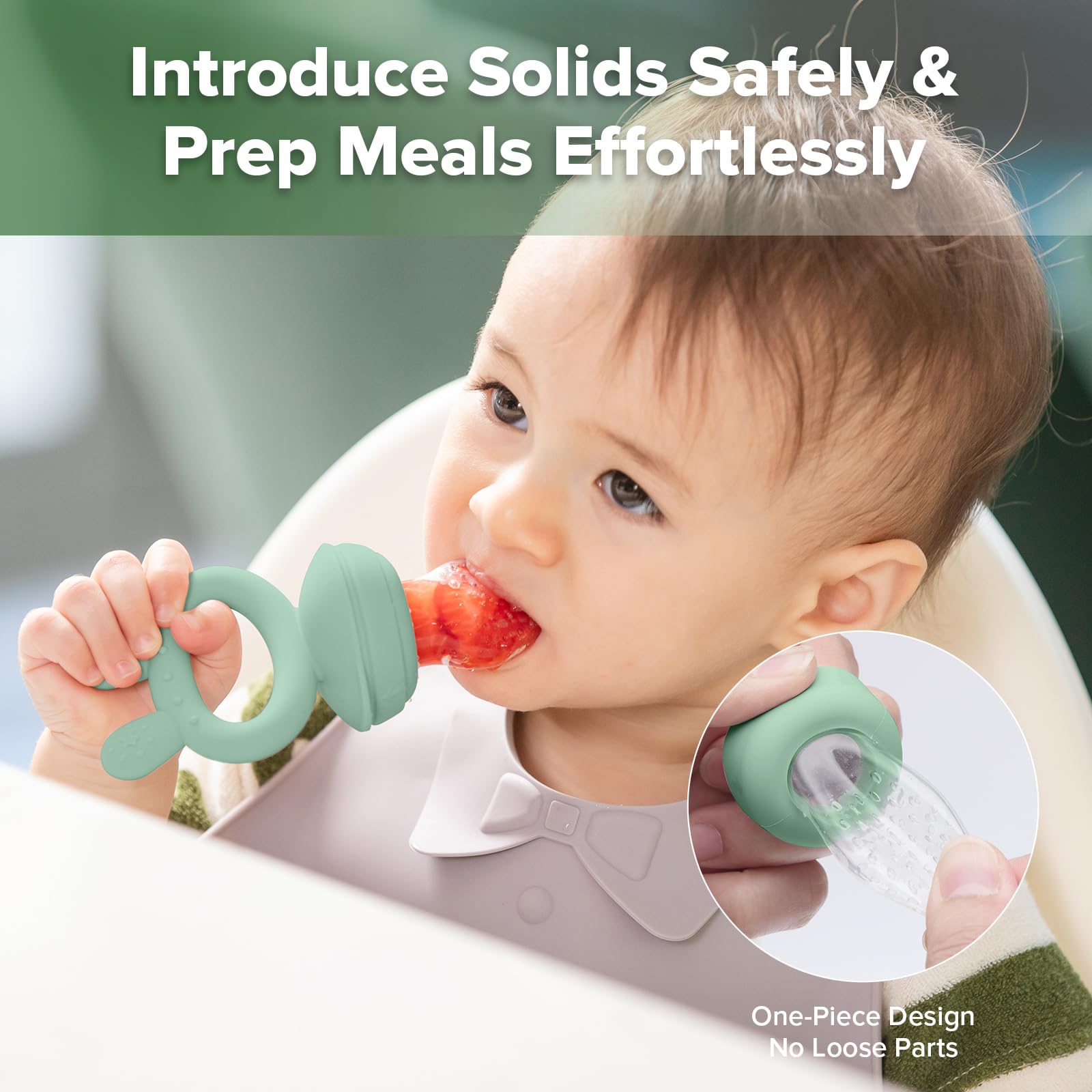 Haakaa silicone baby food feeder with rabbit handle