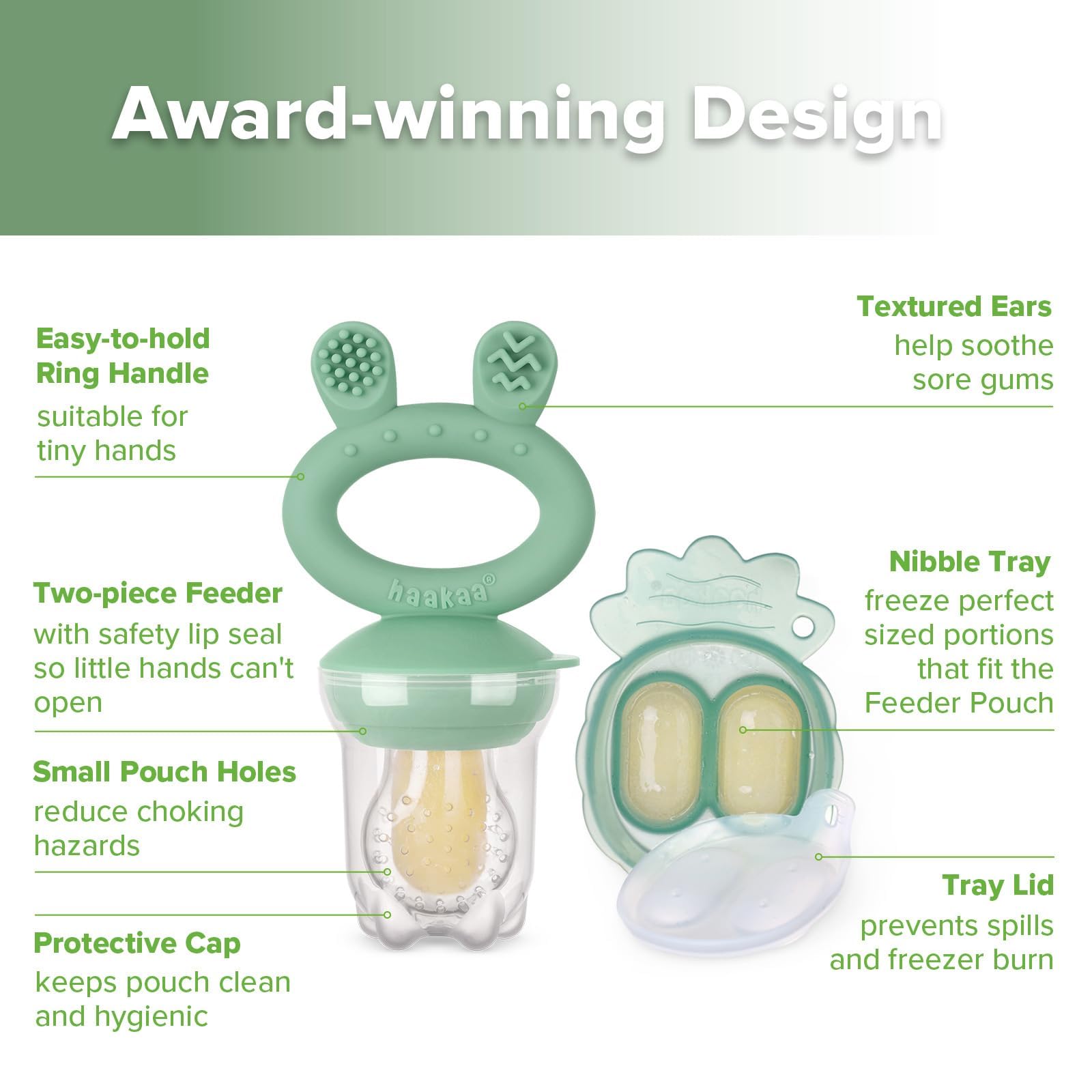 Baby using Haakaa silicone teether and fruit feeder