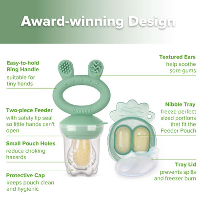Baby using Haakaa silicone teether and fruit feeder