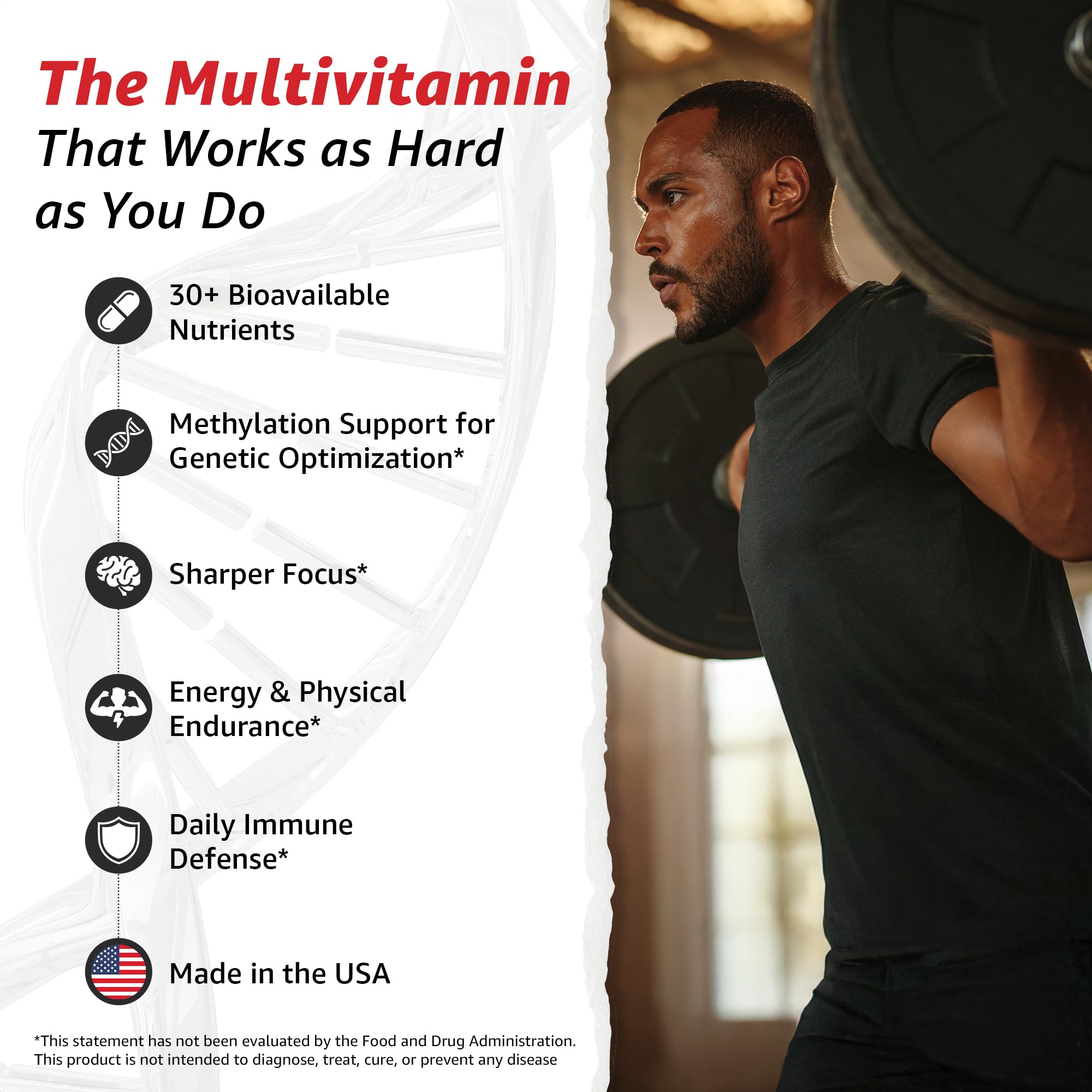 Close up shot of the supplement label detailing the activated B complex and 5-MTHF folate nutrient profile.