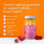 One A Day multivitamin gummies nutritional supplement facts label close up