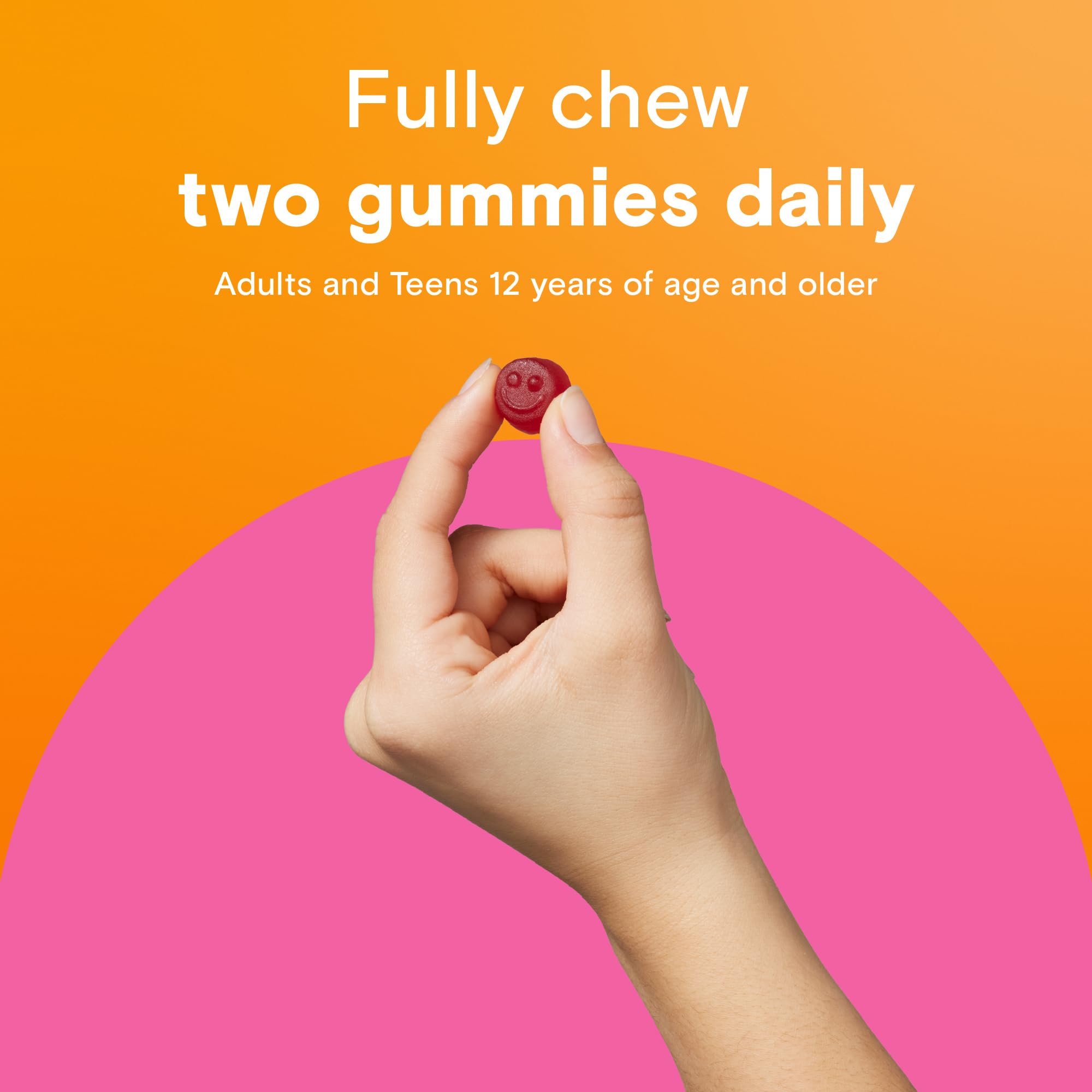 Close up of raspberry flavored multivitamin gummies for teenage girls showing texture