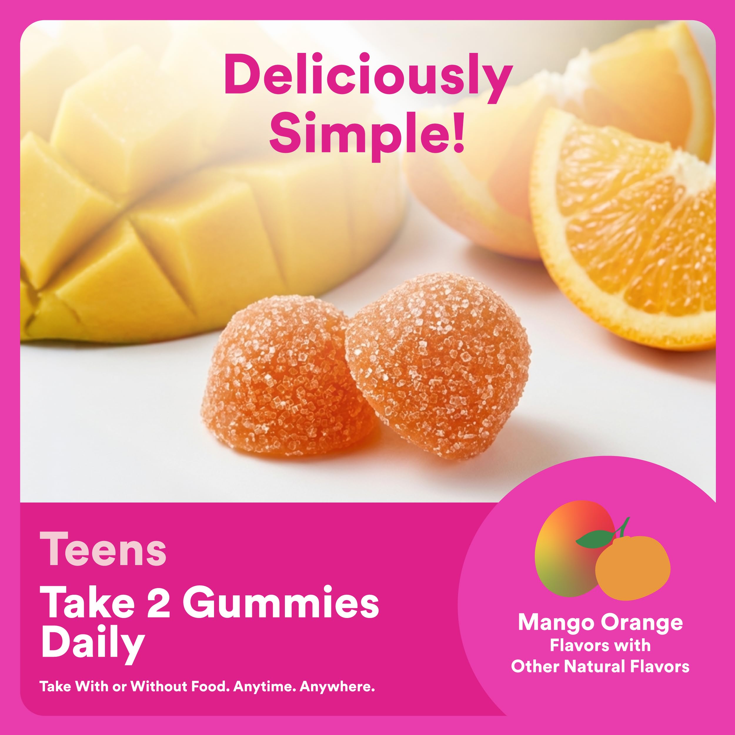 SmartyPants Teen Girl sixty count bottle supplement facts and twenty one nutrients list