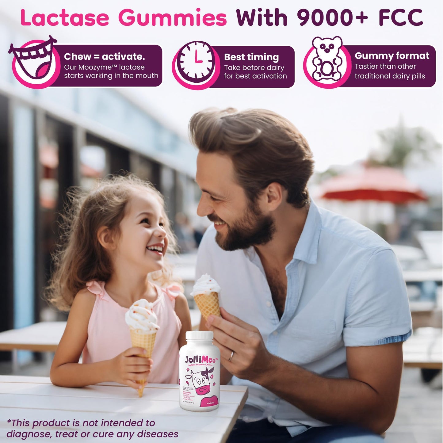 JolliMoo 9000 FCC lactase digestive enzyme supplements for bloating relief