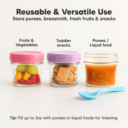 Top view of Keababies prep jars showing airtight lid seal