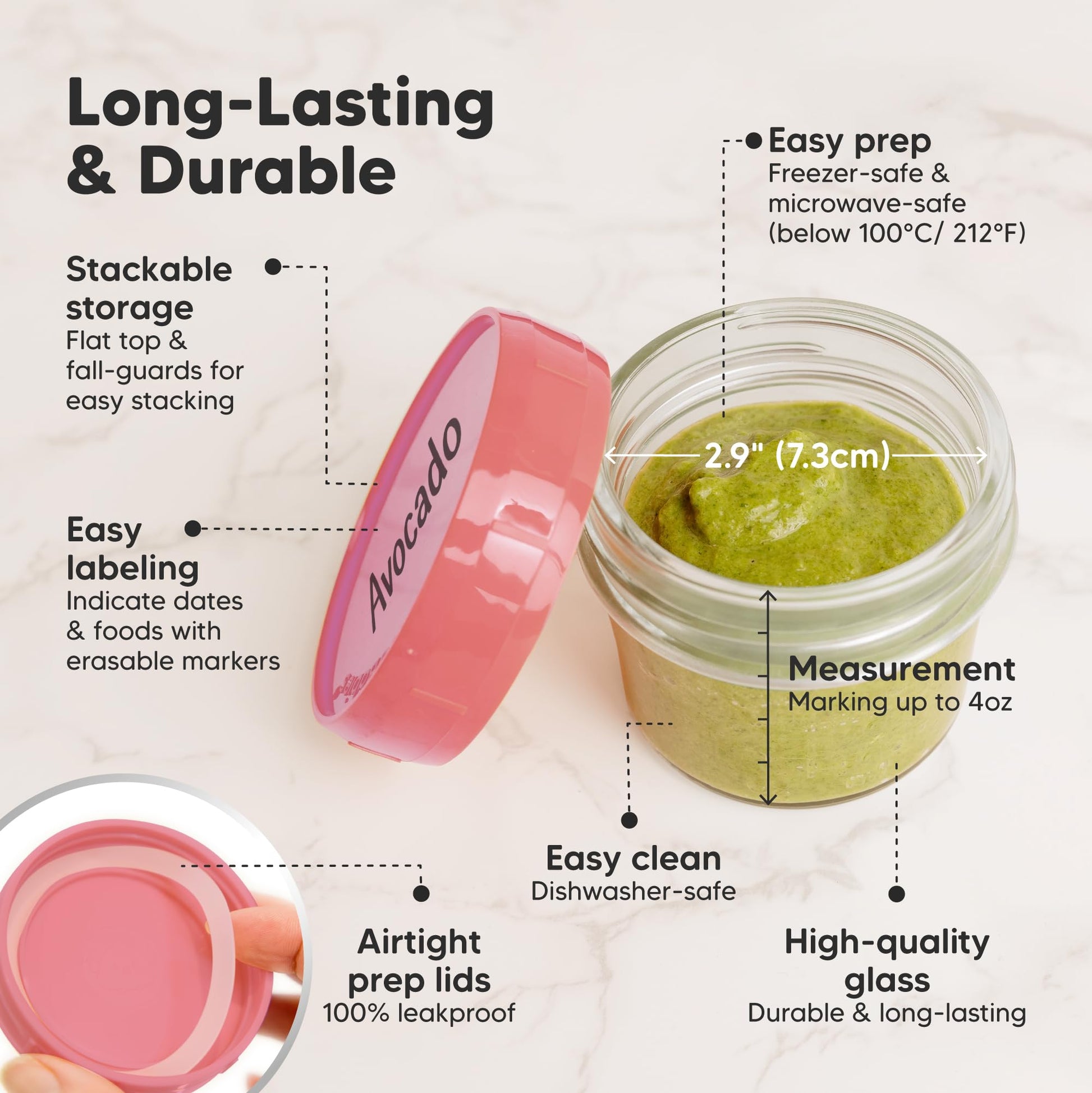 Keababies glass food jars with snacks for toddlers