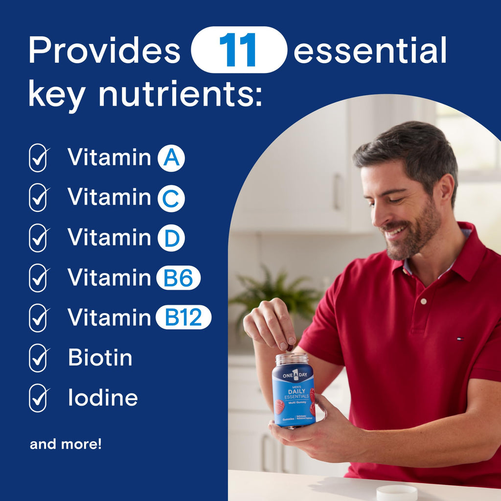 Chewable daily multivitamin gummies for men in raspberry flavor
