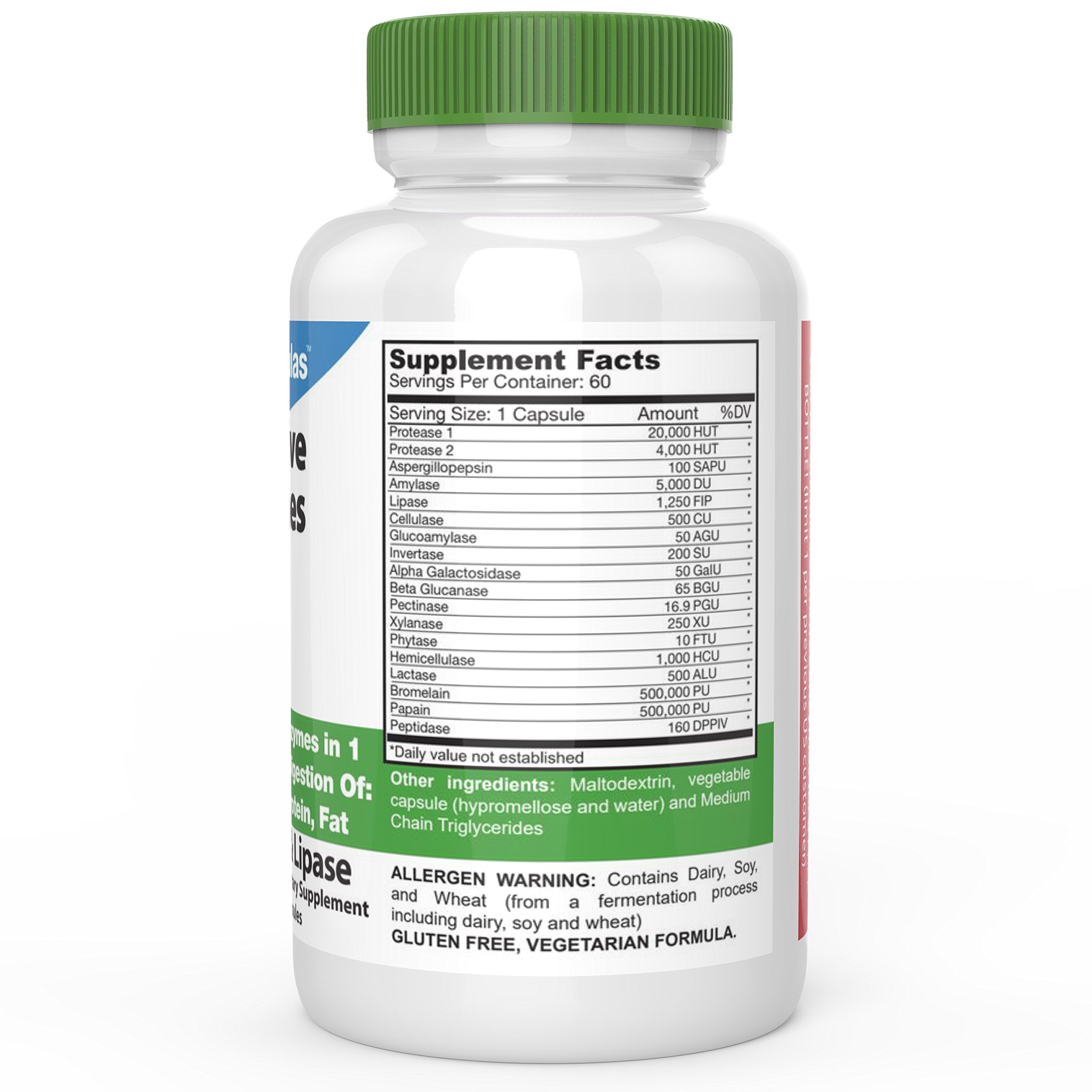 DrFormulas multi enzyme support supplement facts label showing ingredients list