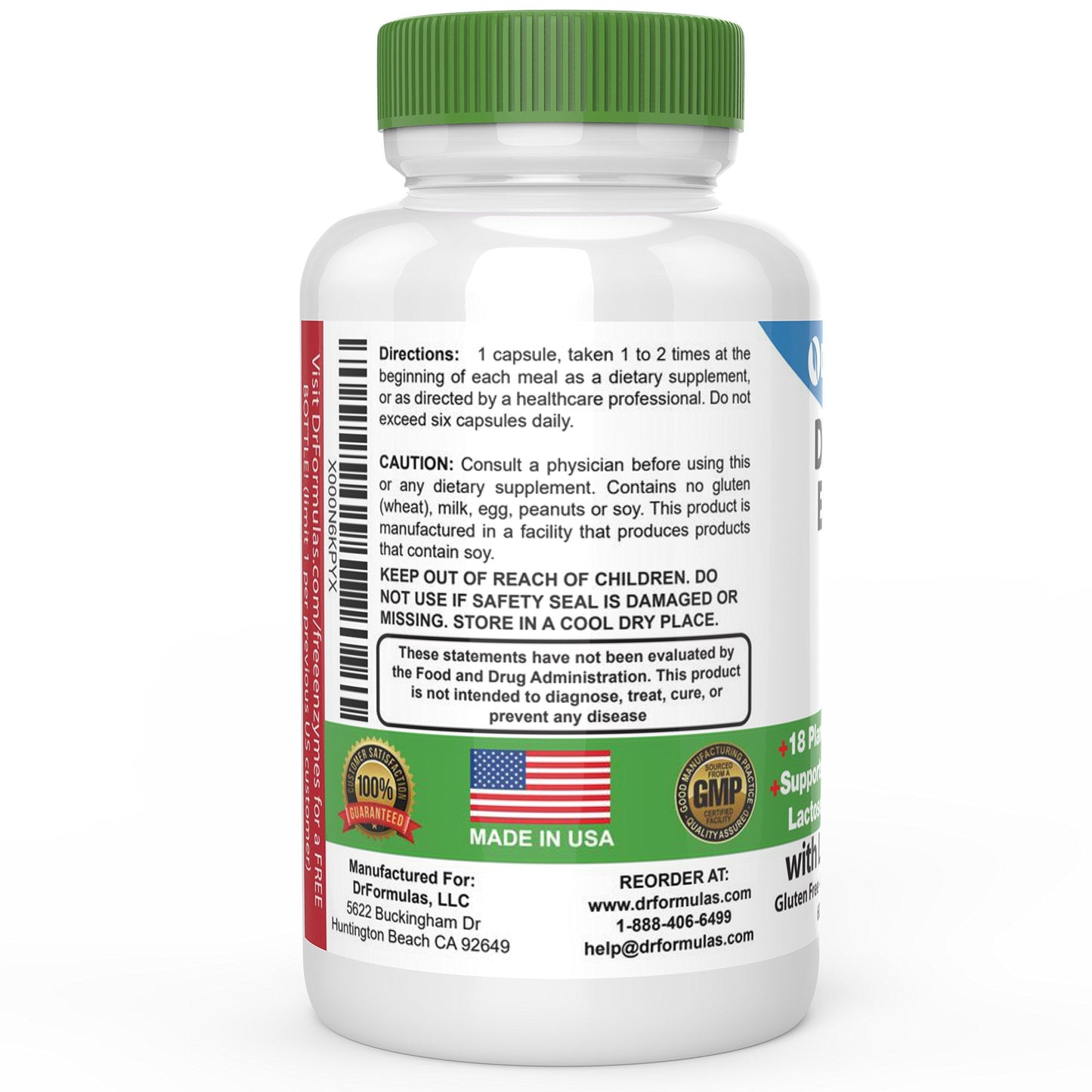 DrFormulas plant based digestive enzymes bloating and gas relief capsules close up