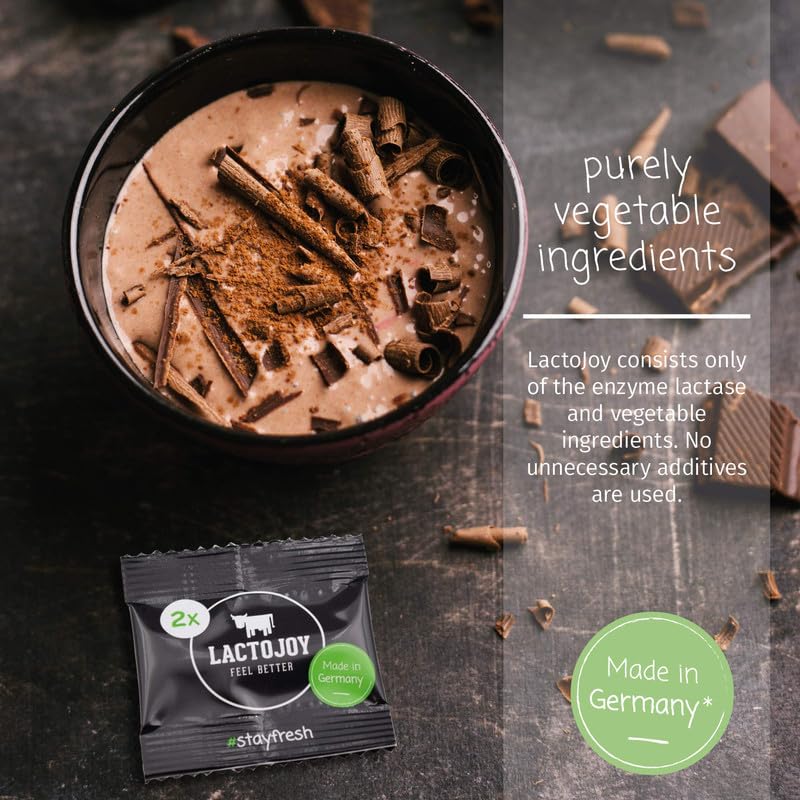 LactoJoy Lactase Digestive Tablets showing the small round shape of the plant based allergen free formulation pills