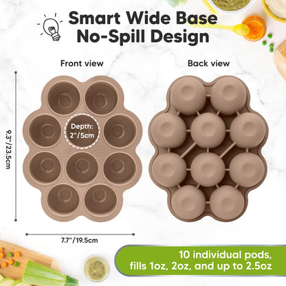 KeaBabies silicone baby food storage tray showing 10 individual pods