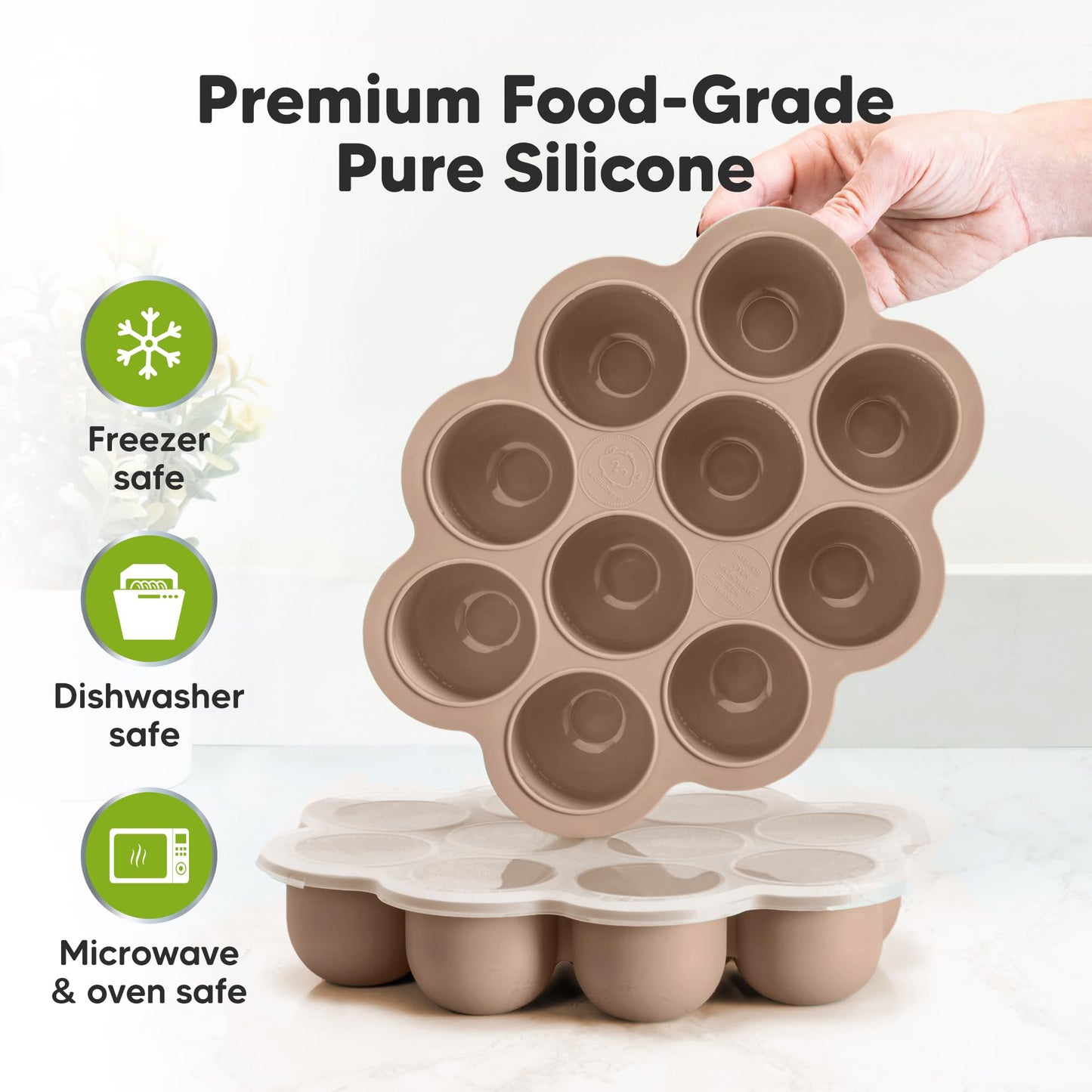 Side view of KeaBabies food freezer tray with clip-on lid attached