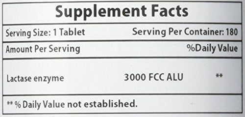 Nova Nutritions Lactase Enzyme 180 count dietary supplement packaging showcasing allergen free certifications