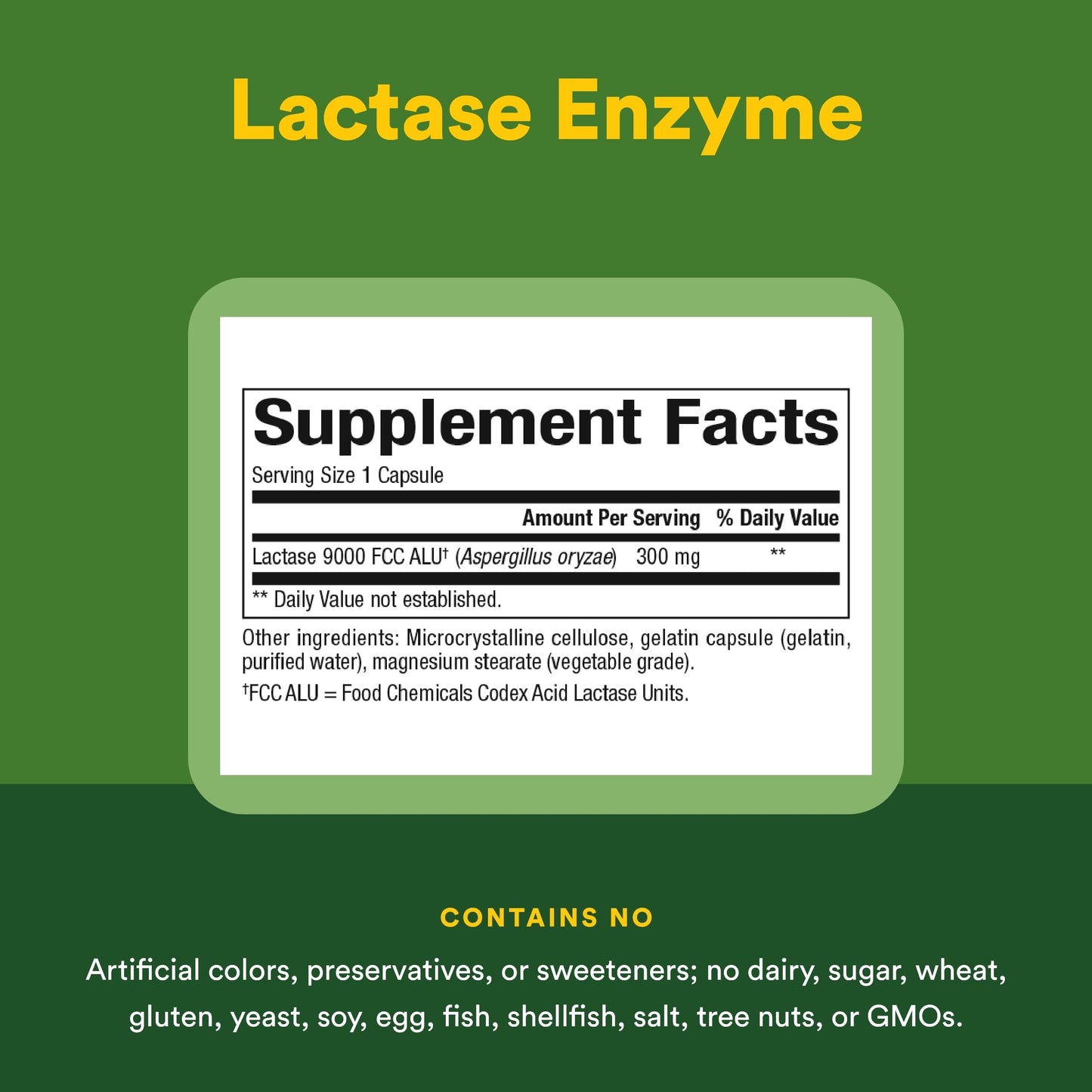Authentic Natural Factors Lactase capsules packaging highlighting non GMO and gluten free logos