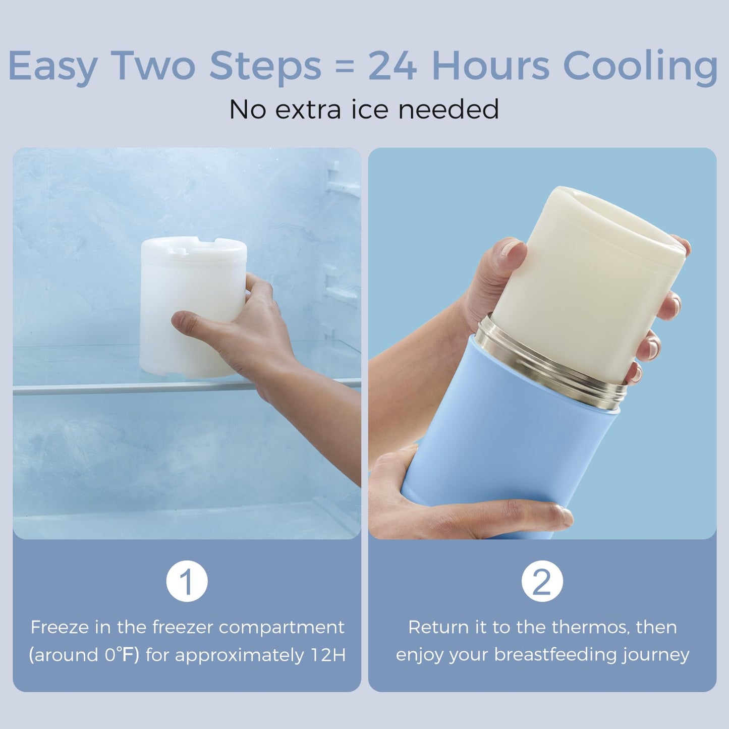 Top view of Momcozy breast milk cooler cooling technology