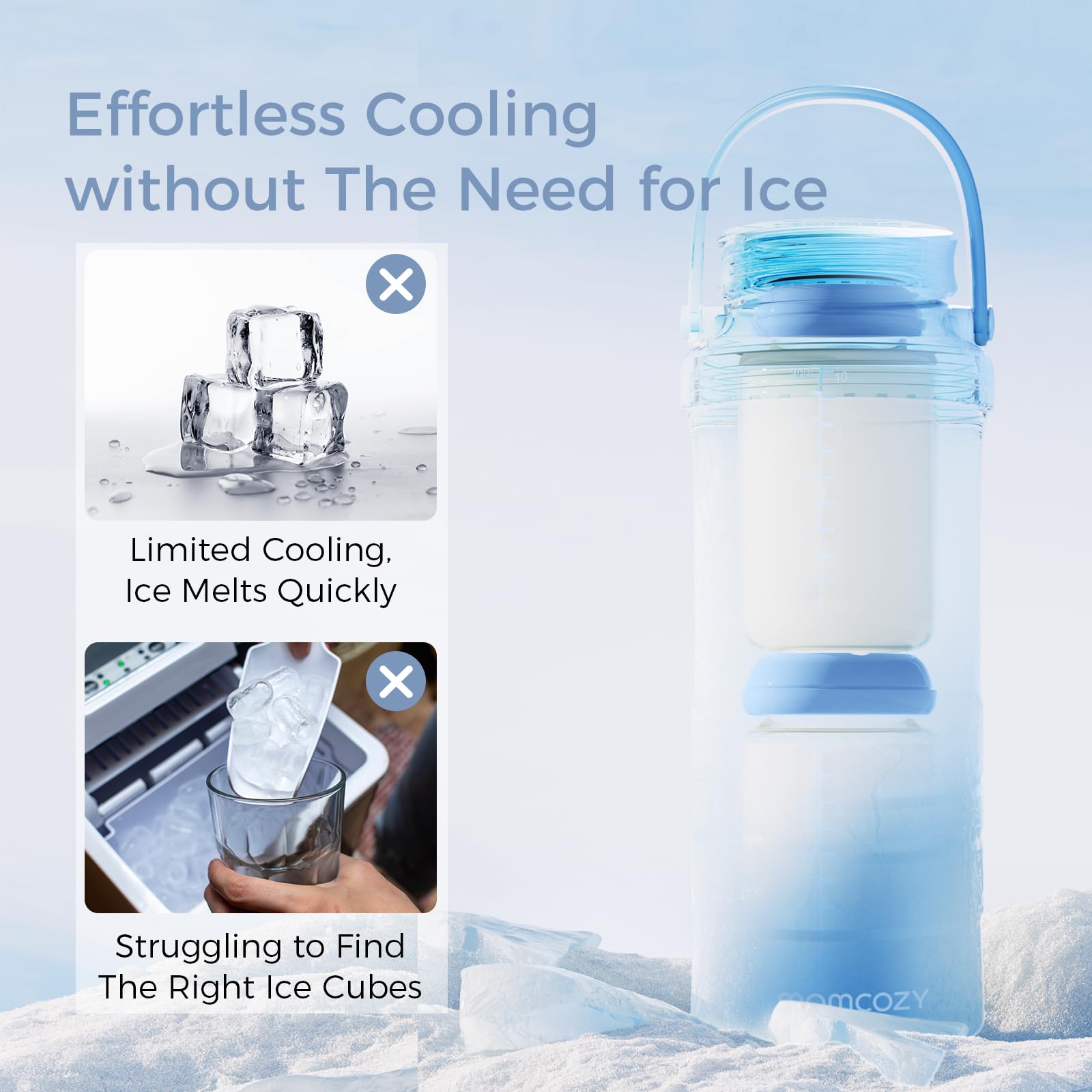 Momcozy 22 fluid ounce cooler showing separate storage capacity