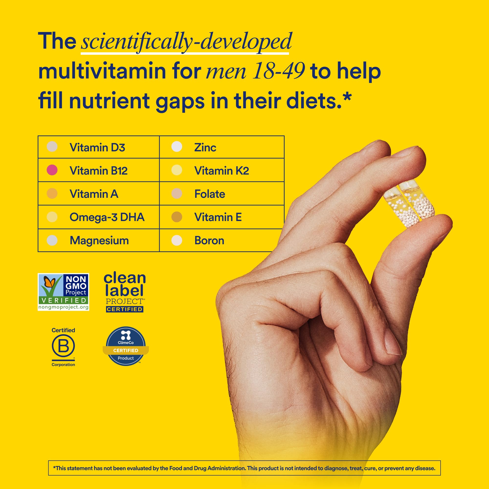 Ritual daily multivitamin for men showing beadlet in oil capsule technology
