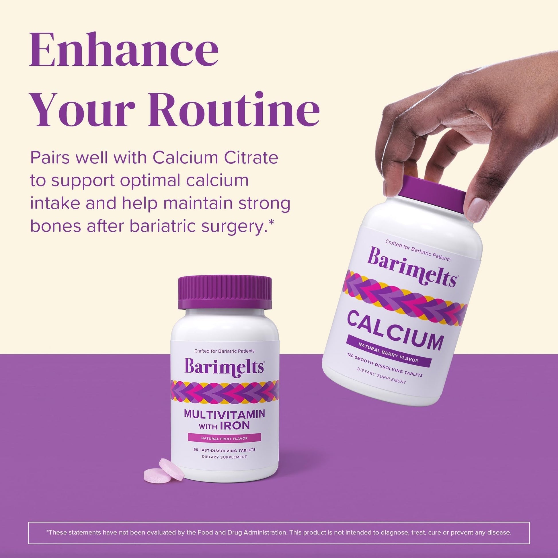 BariMelts fast dissolving tablets bariatric health supplement packaging back