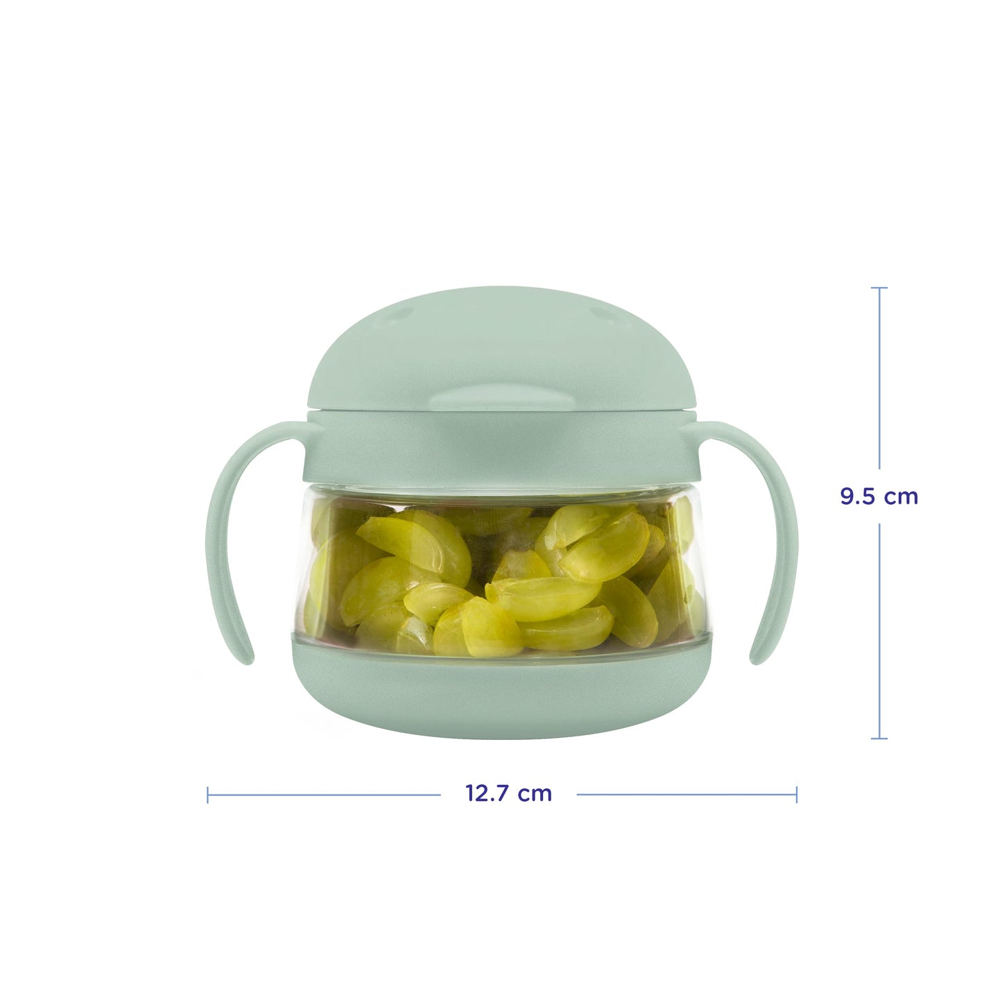 Side angle of Ubbi Tweat snack cup showing bird shape