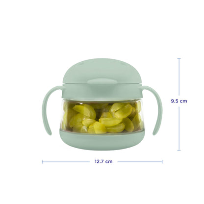 Side angle of Ubbi Tweat snack cup showing bird shape